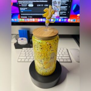 Yellow Glitter Banana-Themed Tumbler